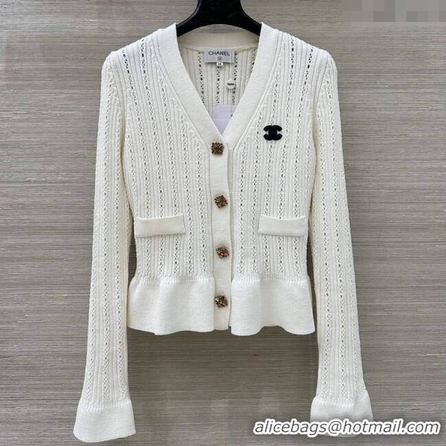 New Cheap Chanel Wool Cardigan CH101504 White 2025