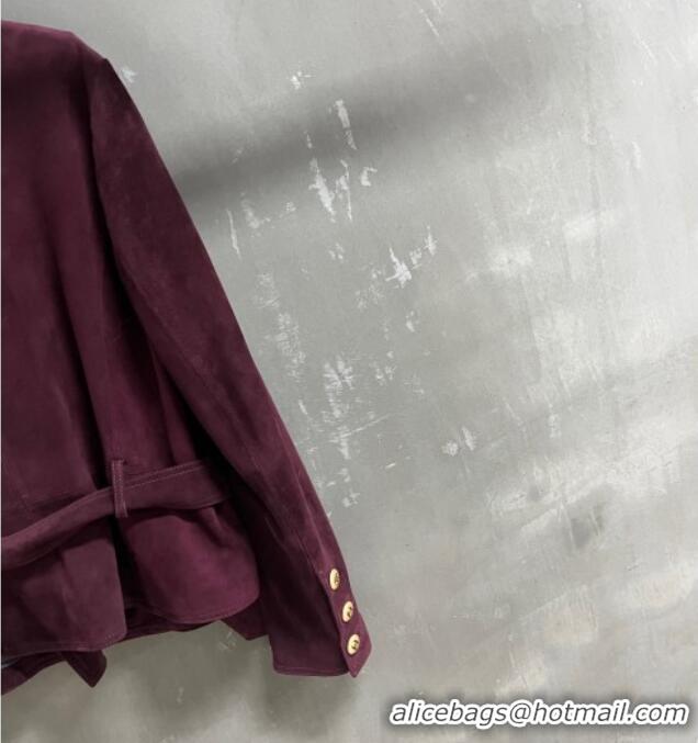 Buy Discount Chanel Suede Jacket CH101505 Burgundy 2025