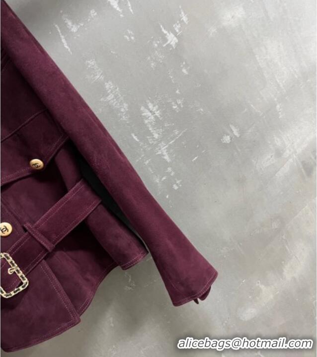 Buy Discount Chanel Suede Jacket CH101505 Burgundy 2025