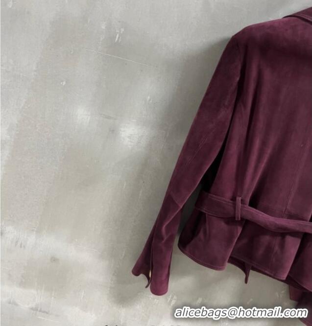 Buy Discount Chanel Suede Jacket CH101505 Burgundy 2025