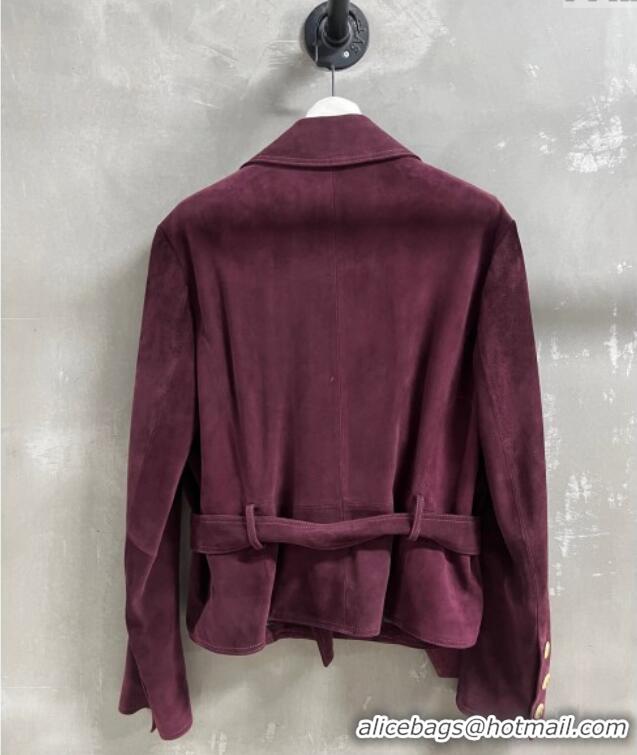 Buy Discount Chanel Suede Jacket CH101505 Burgundy 2025