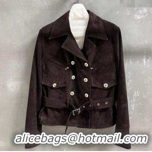 Original Cheap Chanel Suede Jacket CH101505 Brown 2025