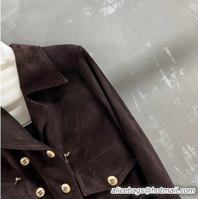 Original Cheap Chanel Suede Jacket CH101505 Brown 2025