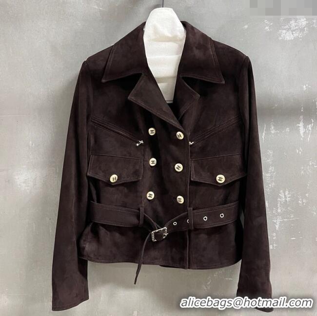 Original Cheap Chanel Suede Jacket CH101505 Brown 2025