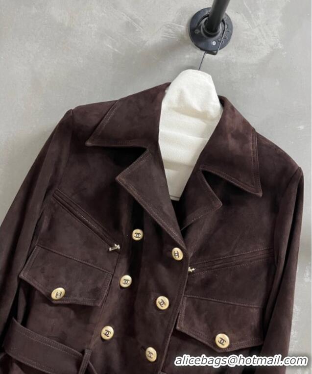 Original Cheap Chanel Suede Jacket CH101505 Brown 2025