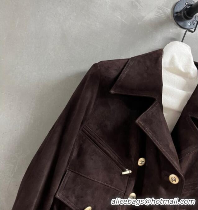 Original Cheap Chanel Suede Jacket CH101505 Brown 2025