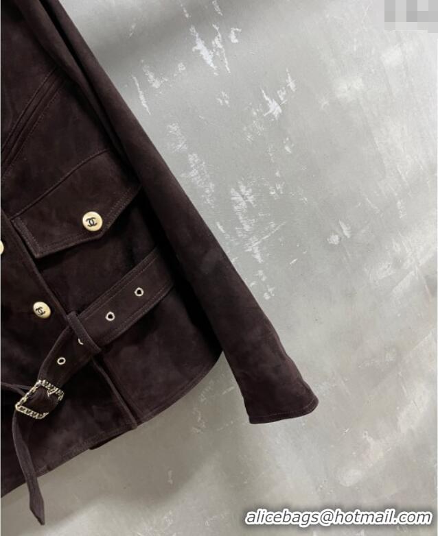 Original Cheap Chanel Suede Jacket CH101505 Brown 2025