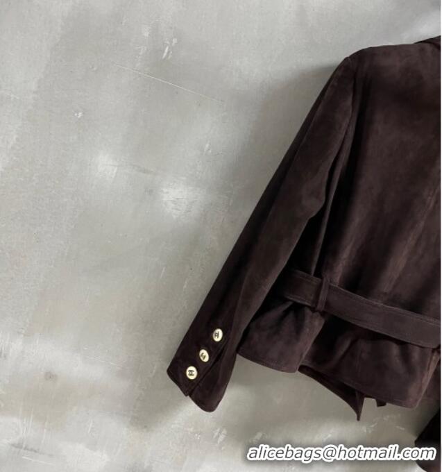 Original Cheap Chanel Suede Jacket CH101505 Brown 2025