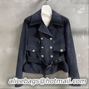 New Cheap Chanel Suede Jacket CH101505 Blue 2025