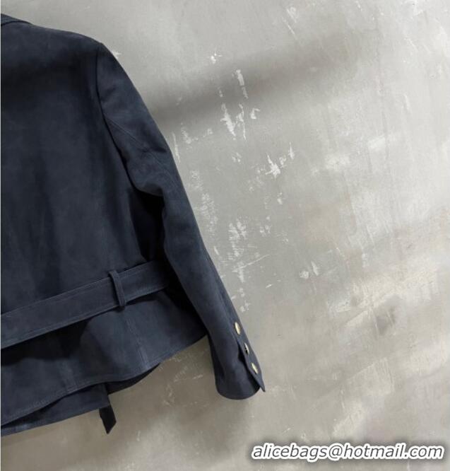 New Cheap Chanel Suede Jacket CH101505 Blue 2025