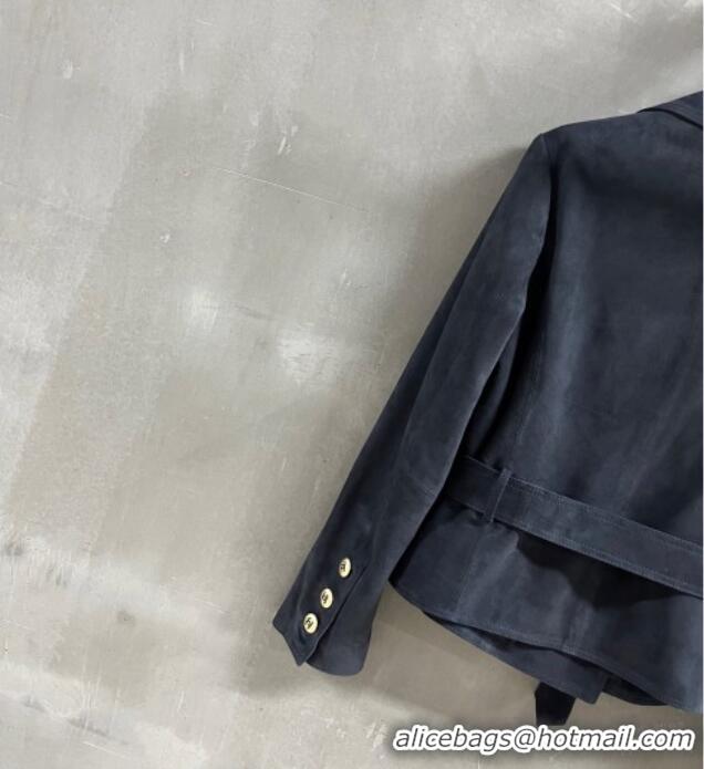 New Cheap Chanel Suede Jacket CH101505 Blue 2025