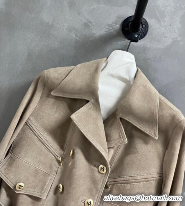 Original Cheap Chanel Suede Jacket CH101505 Beige 2025