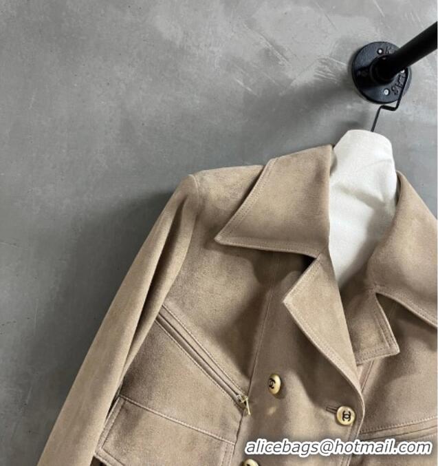 Original Cheap Chanel Suede Jacket CH101505 Beige 2025