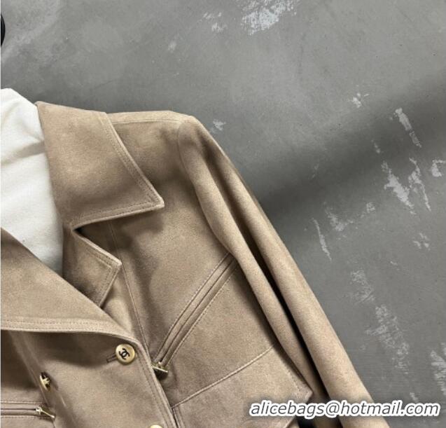 Original Cheap Chanel Suede Jacket CH101505 Beige 2025