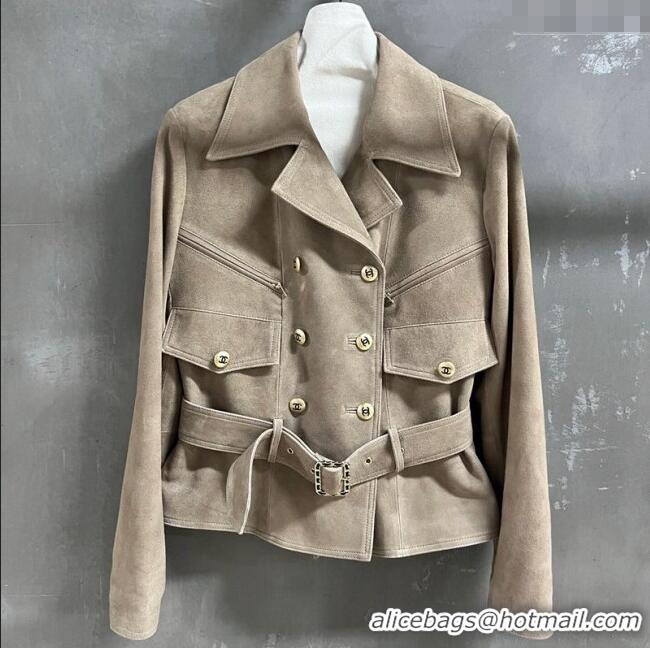 Original Cheap Chanel Suede Jacket CH101505 Beige 2025