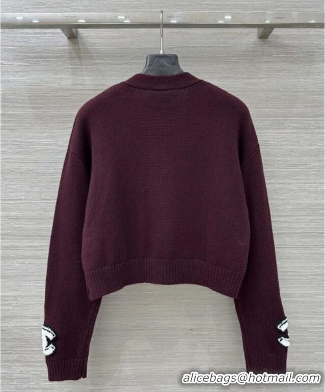 Spot Bulk Chanel CC Wool Cardigan CH101506 Burgundy 2025