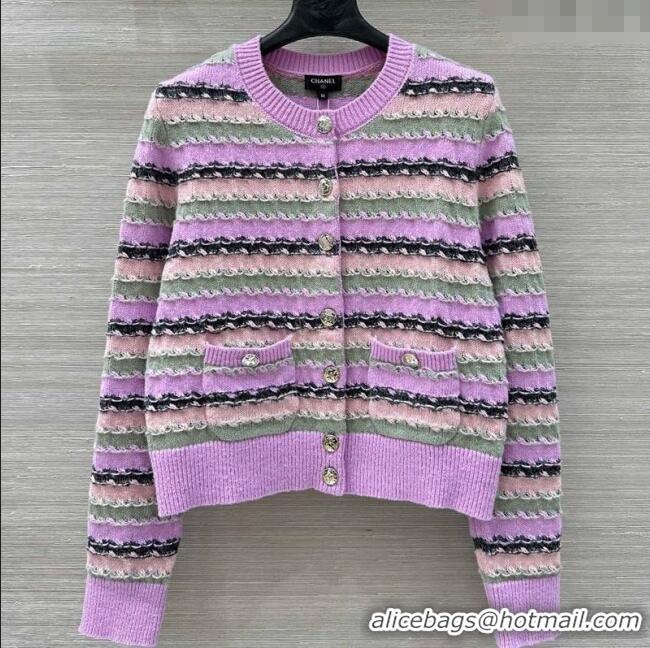 Best Price Chanel Cashmere Cardigan CH101507 Purple 2025