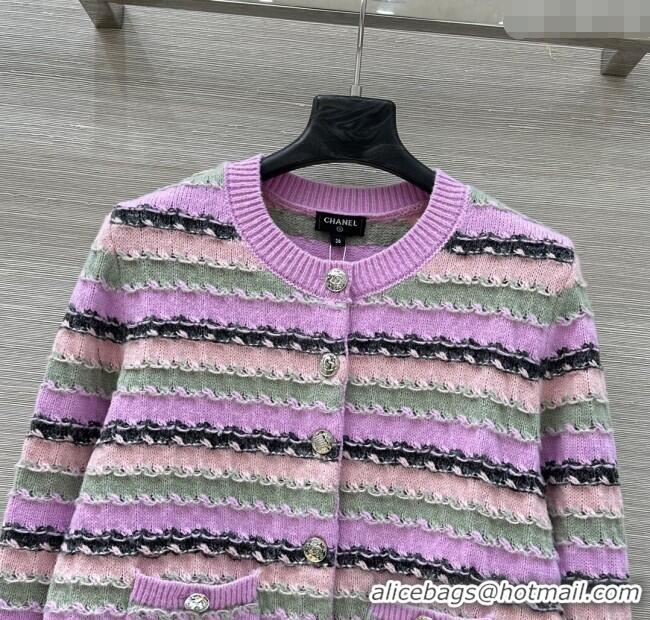 Best Price Chanel Cashmere Cardigan CH101507 Purple 2025