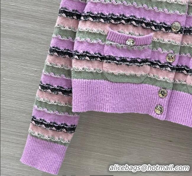 Best Price Chanel Cashmere Cardigan CH101507 Purple 2025