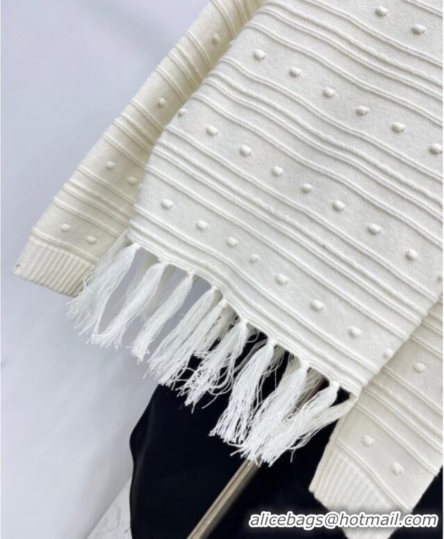 Spot Bulk Chanel Wool Blend Polo Sweater with Tassel 1015 White 2025