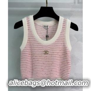Spot Bulk Chanel Wool Knit Vest CH101508 Pink/White 2025