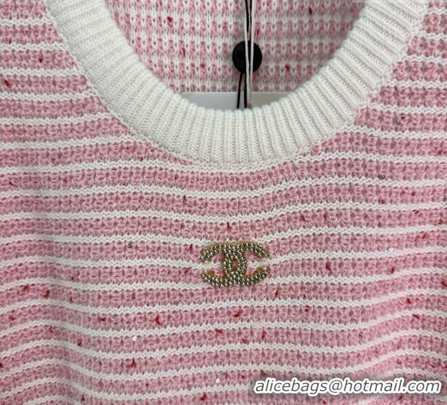 Spot Bulk Chanel Wool Knit Vest CH101508 Pink/White 2025