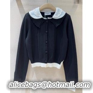 Buy Cheap Chanel Cotton Wool Cardigan with Mesh Trim 1015 Black 2025