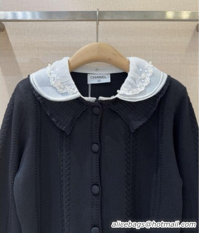 Buy Cheap Chanel Cotton Wool Cardigan with Mesh Trim 1015 Black 2025
