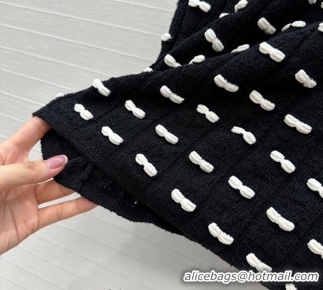 Luxury Classic Chanel Wool Skirt with Bow 1015 Black 2025