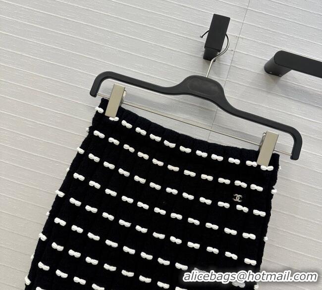 Luxury Classic Chanel Wool Skirt with Bow 1015 Black 2025