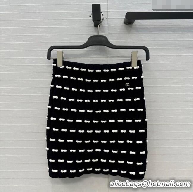Luxury Classic Chanel Wool Skirt with Bow 1015 Black 2025