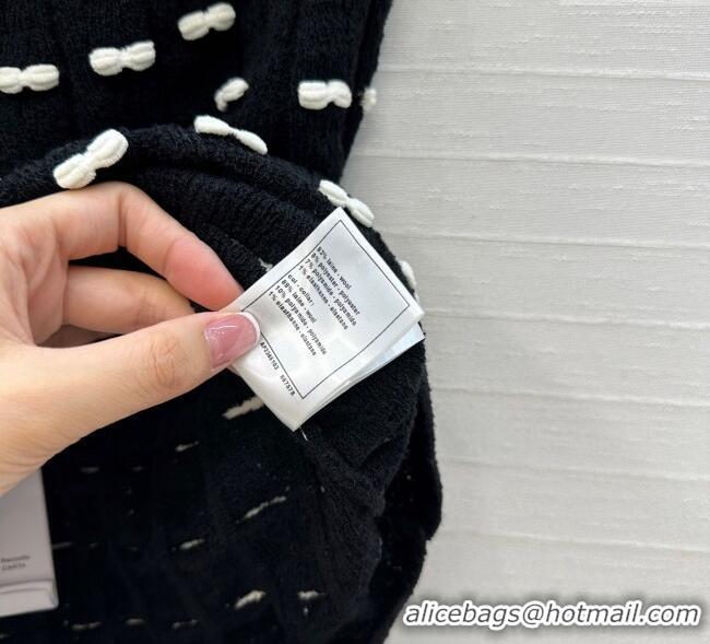 Luxury Classic Chanel Wool Skirt with Bow 1015 Black 2025