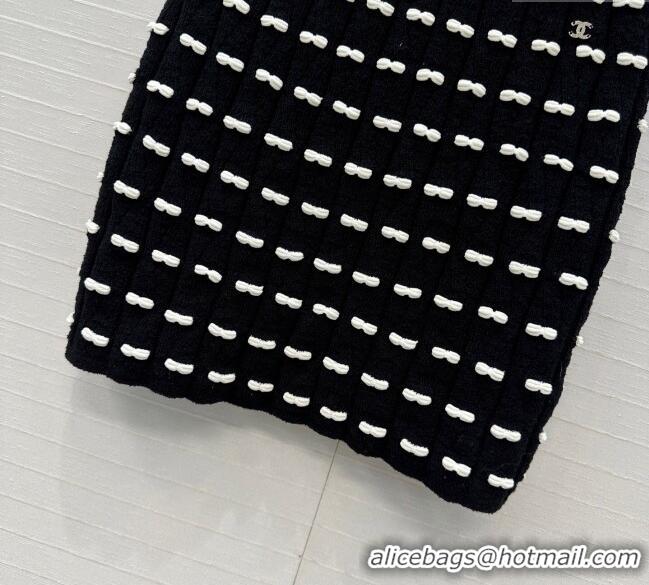 Luxury Classic Chanel Wool Skirt with Bow 1015 Black 2025