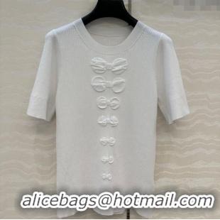 New Fashion Chanel Cotton Knit Shirt with Bow CH101510 White 2025