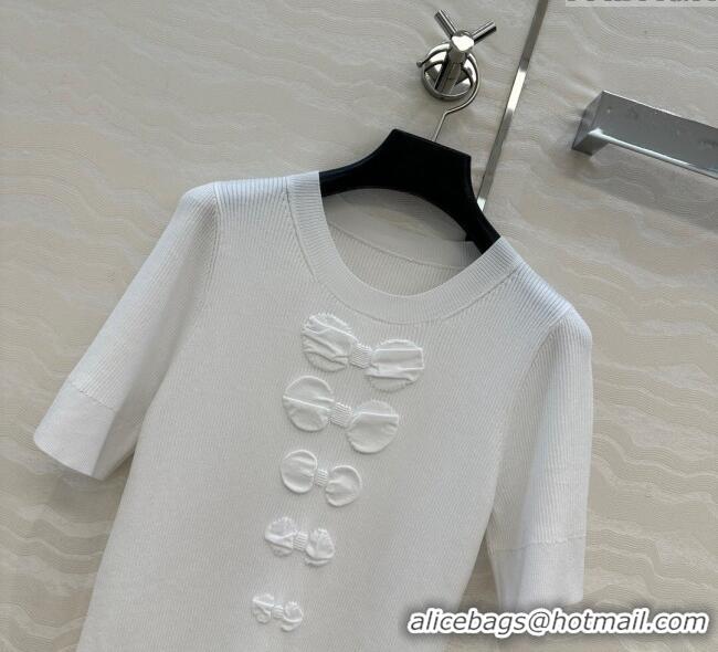 New Fashion Chanel Cotton Knit Shirt with Bow CH101510 White 2025