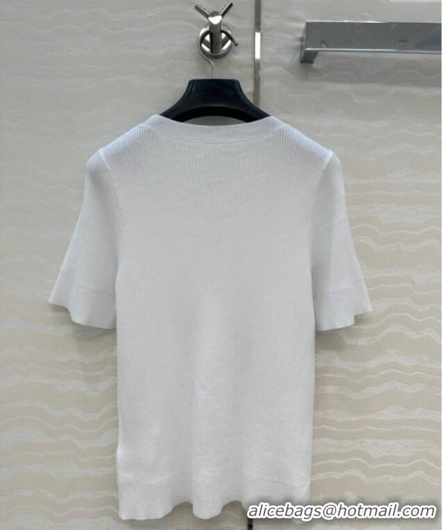 New Fashion Chanel Cotton Knit Shirt with Bow CH101510 White 2025