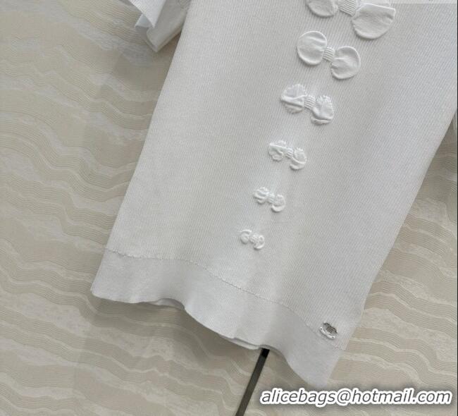New Fashion Chanel Cotton Knit Shirt with Bow CH101510 White 2025