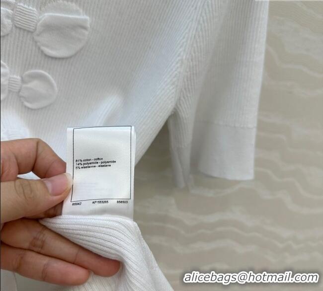 New Fashion Chanel Cotton Knit Shirt with Bow CH101510 White 2025