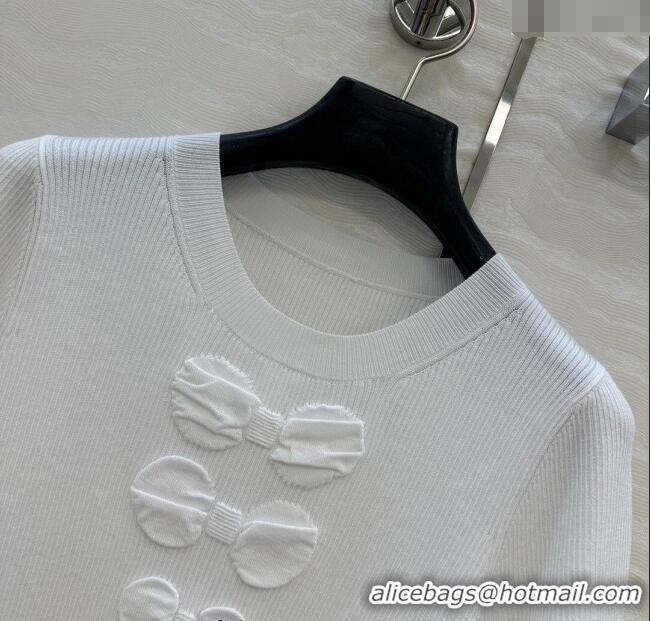New Fashion Chanel Cotton Knit Shirt with Bow CH101510 White 2025