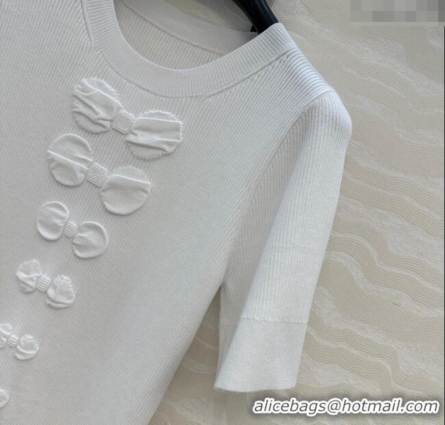 New Fashion Chanel Cotton Knit Shirt with Bow CH101510 White 2025