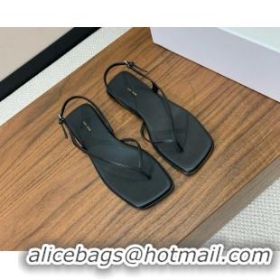 Perfect The Row Calfskin Flat Sandals TR052810 Black 2025