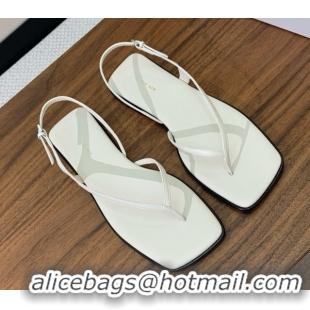 Stylish The Row Calfskin Flat Sandals TR052811 White 2025