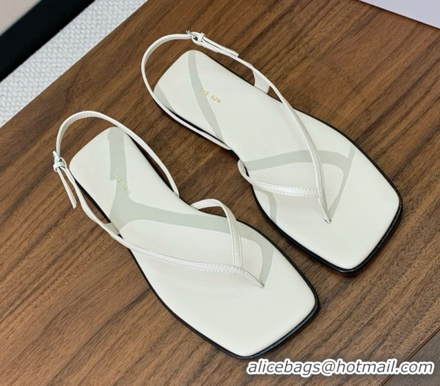 Stylish The Row Calfskin Flat Sandals TR052811 White 2025