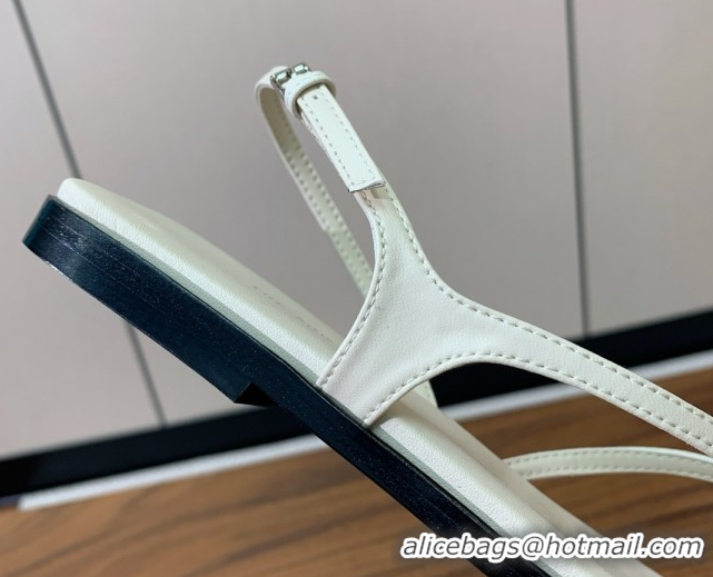 Stylish The Row Calfskin Flat Sandals TR052811 White 2025