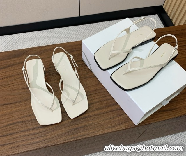 Stylish The Row Calfskin Flat Sandals TR052811 White 2025