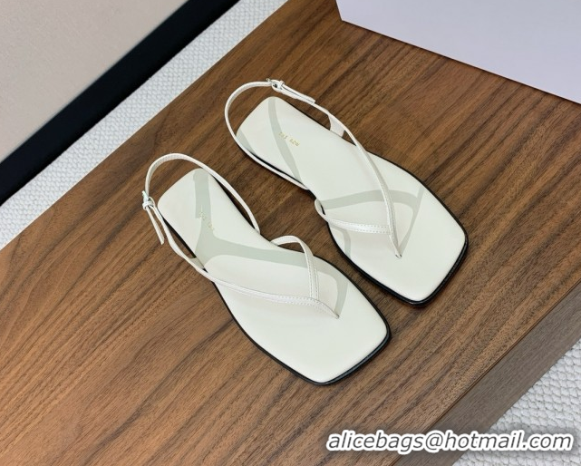 Stylish The Row Calfskin Flat Sandals TR052811 White 2025
