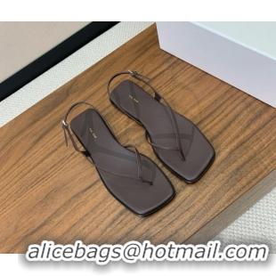 Purchase The Row Calfskin Flat Sandals TR052812 Chocolate Brown 2025