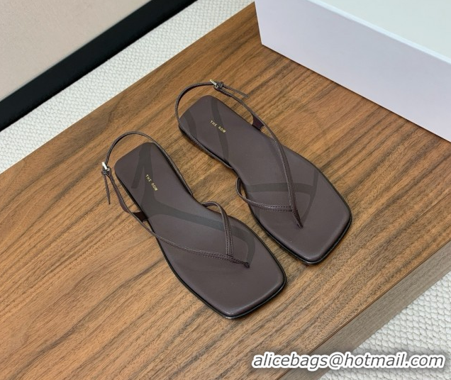 Purchase The Row Calfskin Flat Sandals TR052812 Chocolate Brown 2025