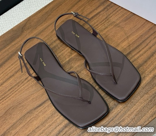 Purchase The Row Calfskin Flat Sandals TR052812 Chocolate Brown 2025