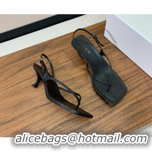 Best Price The Row Calfskin Heeled Sandals 5.5cm TR052813 Black 2025